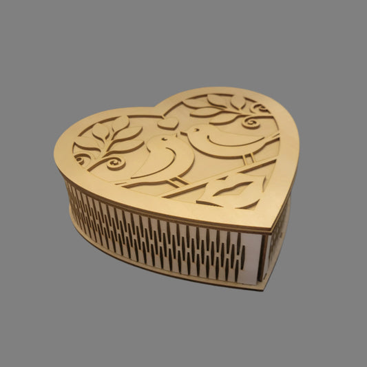 Wooden Heart Shaped Gift Box