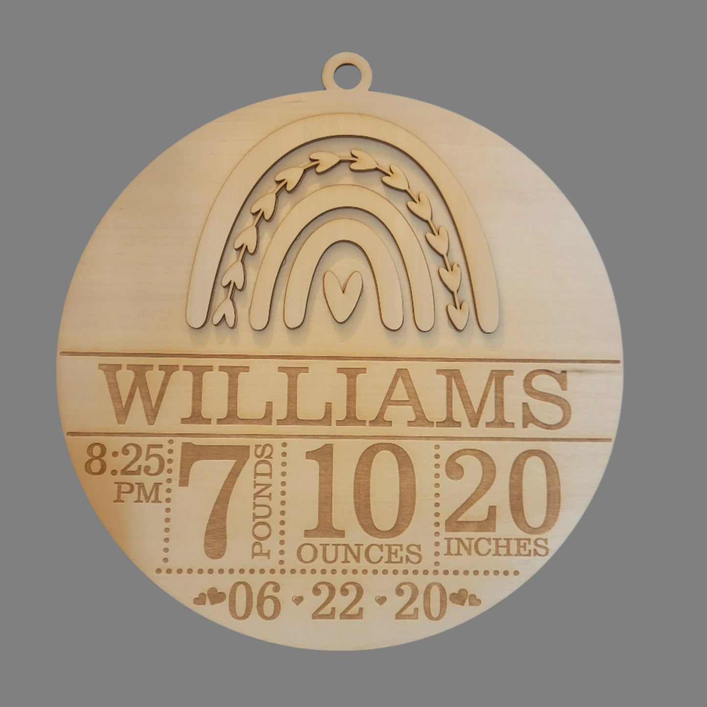 Birth Stat Plaque 11" Round